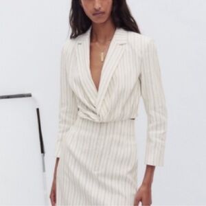 NWT Zara white cropped striped blazer